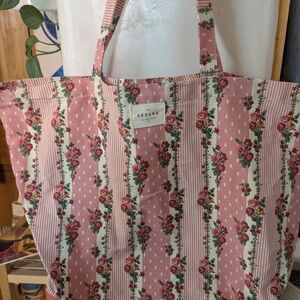 Pink Floral Tote Bag